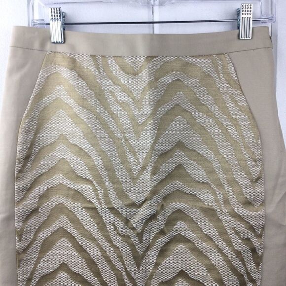 The Limited Zebra Skirt Tan Beige Tweed Animal Print Pencil‎ Skirt, Size - 4 - Picture 3 of 11